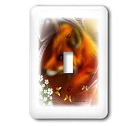 3dRose Lsp_23399_1 Interrupteur à bascule avec renard rouge et papillons Blanc