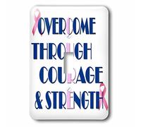 3dRose (LSP_253796_1 Interrupteur à bascule unique surmonter par le courage et la force. Sensibilisation au cancer du sein