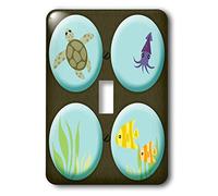 3dRose LSP_25385_1 Through The Looking Glass Ocean View Sea Turtle Fish Green and Blue Interrupteur à baïonnette, Vert/Bleu