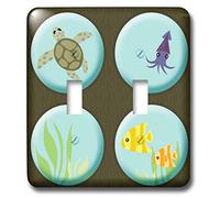 3dRose LSP_25385_2 Through The Looking Glass Ocean View Sea Turtle Fish Green and Blue Interrupteur à baïonnette, Vert/Bleu