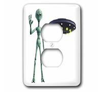 3dRose lsp_256679_6 Dessin animé Alien from Outer Space and Flying Soucoupes Prise de Prise Multicolore