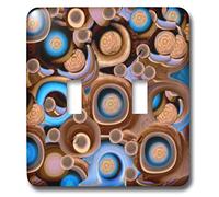 3dRose LSP_27694_2 Interrupteur à bascule double cellules de bois surréalistes dans les tons marron et turquoise