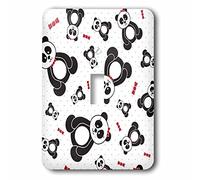 3dRose LSP_281740_1 Boy Girl Panda Bears in Black, White, and Red Interrupteur à baïonnette, Ne s'applique Pas