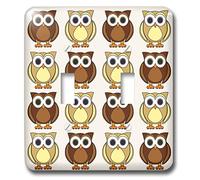 3dRose lsp_28531_2 Double interrupteur à bascule Motif chouette Marron