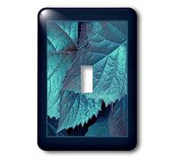 3dRose LSP_33447_1 Turquoise and Cobalt Metallic Leaves with Navy Blue Frame Interrupteur à baïonnette, Bleu Marine
