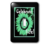 3dRose LSP_33491_1 Bright Teal Green Sunflower Celebrate Life with Black Frame Interrupteur à baïonnette, Multicolore