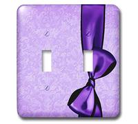 3dRose LSP_33530_2 Royal Purple Faux Satin Bow on Lavender Grunge Damask Background Interrupteur à baïonnette, Violet Roi/Lavande