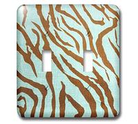 3dRose Lsp_40840_2 Interrupteur à bascule double Marron n Aqua Zebra