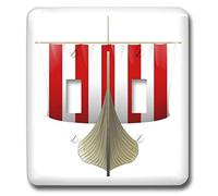 3dRose Lsp_41745_2"Red n White Viking Ship" Double interrupteur à bascule