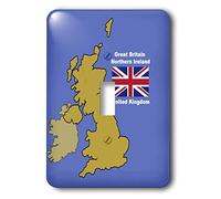 3dRose lsp_42586_1 Interrupteur à bascule Motif carte et drapeau du Royaume-Uni avec Grande-Bretagne et Irlande du Nord