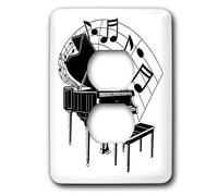 3dRose LSP_44809_6 Piano noir avec notes dansantes N Love Music On It