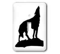 3dRose lsp_46608_1 "Howling Wolf In Black Silhouette-Single Interrupteur à baïonnette, Noir