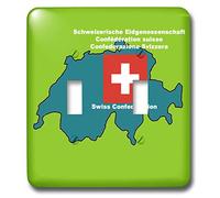 3dRose LSP_47331_2 Map Flag of Switzerland with Swiss Confederation Printed in English, German, French and Italian Interrupteur à baïonnette, Ne s'applique Pas