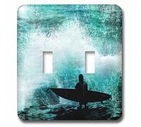 3dRose LSP_52243_2 Watching Smashing Rocks While A Surfer Watches for The Perfect Wave Interrupteur à baïonnette, Ne s'applique Pas