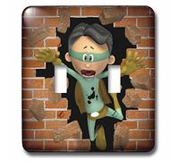 3dRose Lsp_55574_2 Super Hero Hitting The Brique Wall Interrupteur à bascule à double bouton Multicolore