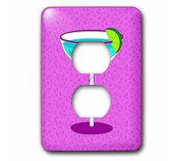 3dRose Lsp_57117_6 Margarita bleu vif en verre avec fond vert citron 2 prises de courant