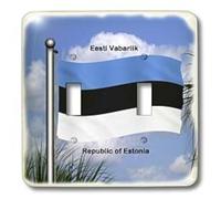3dRose LSP_58797_2 "Le drapeau agitant contre le ciel avec la République d'Estonie écrit en anglais et estonien double interrupteur à bascule