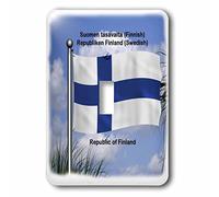 3dRose LSP_58799_1 Drapeau agitant contre le ciel avec la République de Finlande écrit en anglais, finnois et suédois Interrupteur à bascule simple