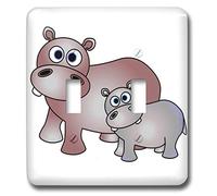3dRose Lsp_6117_2 Interrupteur à bascule avec double motif hippopotame Maman et bébé Multicolore