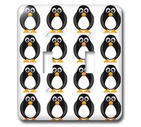 3dRose LSP_6287_2"Mignon Pingouin Blanc Interrupteur à bascule à double bouton Multicolore