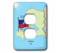 3dRose lsp_63254_6 Le Drapeau Et La Carte D'Haïti Avec La République D'Haïti Imprimé En Anglais, Français Et Créole Haïtien 2 Prise De Prise
