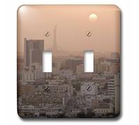 3dRose LSP_71166_2 Qatar, Ad Dawhah, Doha. Vue le panorama de la ville au coucher du soleil Interrupteur à bascule double