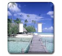 3dRose lsp_84980_2 Dock Walkway, Tahiti, Bora Bora, Polynésie française Oc13 Bba0070 Bill Bachmann Interrupteur à bascule double