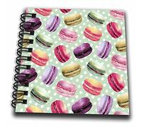 3drose mignon et coloré Français Macaron Cookies sur un fond Pois Mini bloc-notes, Multicolore, 4 x 10,2 cm