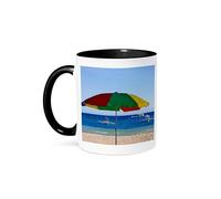 3dRose Parapluie on The Beach, Bohol Island, Philippines-as29 Ksu0055-keren Su-Two Tone Mug en céramique, Noir, 10.16 x 7.62 x 9.52 cm