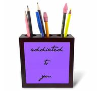 3dRose PH 201943 1 Addicted to You Lettres Noires sur Fond Violet pour carrelage Porte-Stylo, 12,7 cm