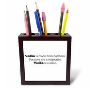 3drose PH 221848 1 12,7 cm "Vodka est fabriqué à partir de pommes de terre" carrelage porte-stylo - Noir/Blanc