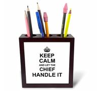 3drose PH 233170 1 12,7 cm "Keep Calm and Let the Chief Poignée IT" pour carrelage porte-stylo