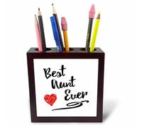 3dRose ph_255092_1 Porte-stylo en forme de cœur avec inscription Best Aunt Ever avec cœur rouge en spirale 12,7 cm
