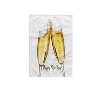 3dRose Serviette « Happy New Year », Polyester/Coton, Blanc, 38,1 x 55,9 cm