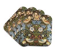 3dRose William Morris Strawberry Thief Pattern - Soft Coasters, Set of 4 (CST_219390_1),Multicolor