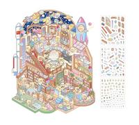 3DSticker Scène - Lot d'autocollants pour maison | Autocollants de musée des sciences de dessin animé, autocollants faits à la main, autocollants d'aménagement paysager de musée, scène miniature pour