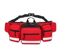 3DTengkit Grand sac banane rouge de premiers secours, sac de premiers secours portable vide avec plusieurs poches intérieures, ceinture et boucle réglables, idéal pour le sport en plein air, les