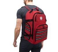 3DTengkit Sac à dos d'urgence médicale professionnel, Sac à dos de premiers secours trauma, vide, avec bandes réfléchissantes et base antidérapante, pour le camping, la randonnée (Rouge, Grand)