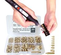 3DZWMAN Kit d'outils d'insertion thermique avec écrous en laiton pour impression 3D 60 W Fer à souder numérique et kit de 380 pièces inserts filetés avec embouts d'insertion M2 M2,5 M3 M4 M5 M6 (1/4