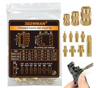 3DZWMAN M3 M4 M5 TALL Inserts filetés pour les pièces d'impression en 3D | 80x Écrous moletés en laiton métrique avec 7 pannes à souder et adaptateur(30x M3x5,7x4,6, 30x M4x8,1x6,3 et 20x M5x9,5x7,1)