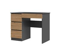 3E 3xE living.com 3xEliving côté Gauche Bureau avec 4 tiroirs, 51 cm x 130 cm x 76 cm, Anthracite/Chêne Artisan, Bureau Assis Debout