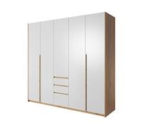 3E 3xE living.com Armoire, Chêne Craft et Blanc, 225 x 213,5 x 60 cm