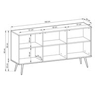 3E 3xE living.com Buffet Blanc Glamour avec Pieds Noirs, 160 x 85 x 39