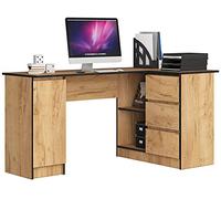 3E 3xE living.com Bureau Lynna B20 Droite CHÊNE Craft Grand Bureau d'angle avec Trois tiroirs et Une Armoire, côté Droit, Dimensions : H : 77 cm, L : 155/89 cm, P : 45/48,5 cm