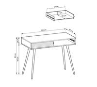 3E 3xE living.com Coiffeuse Blanche Glamour avec Pieds Noirs, 102 x 80 x 50