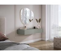 3E 3xE living.com Coiffeuse Suspendue avec Deux tiroirs, façade Lisse - aloès Vert, 100 x 40 x 16 cm