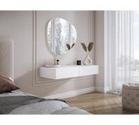 3E 3xE living.com Coiffeuse Suspendue avec Deux tiroirs, façade Lisse - Blanc, 100 x 40 x 16 cm