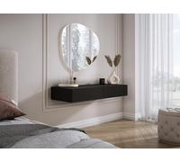3E 3xE living.com Coiffeuse Suspendue avec Deux tiroirs, façade Lisse - Noir, 100 x 40 x 16 cm