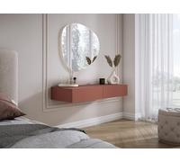 3E 3xE living.com Coiffeuse Suspendue avec Deux tiroirs, façade Lisse - Rouge Brique, 100 x 40 x 16 cm