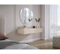 3E 3xE living.com Coiffeuse Suspendue avec Deux tiroirs, façade rainurée - Cachemire, 100 x 40 x 16 cm